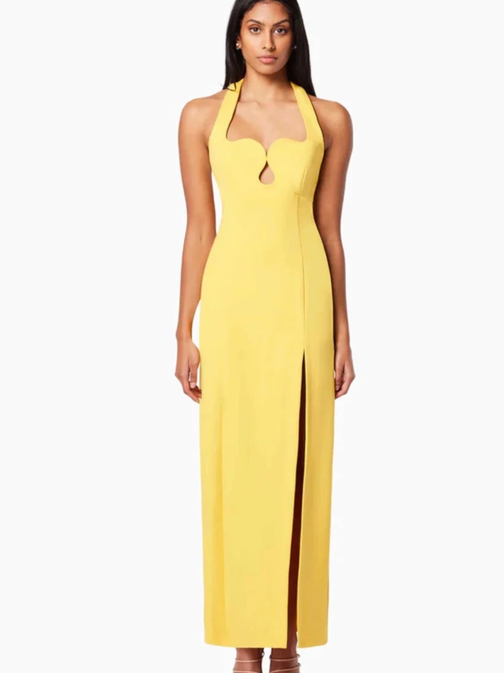 Elliatt yellow tuning halter gown